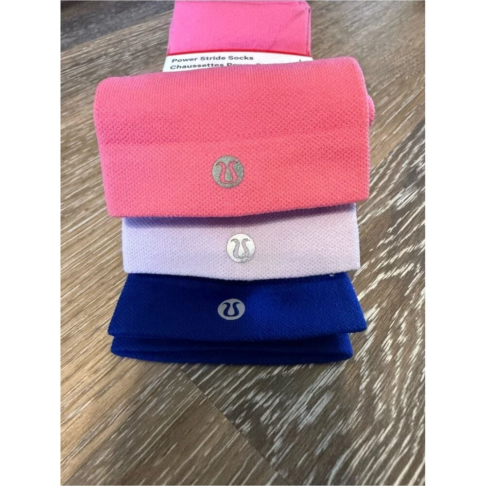 lululemon Power Stride Crew Socks - Racer Pink/Sheer Violet/Riverside